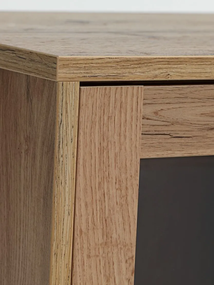 Vitrinekast SKALS glazen deuren eiken