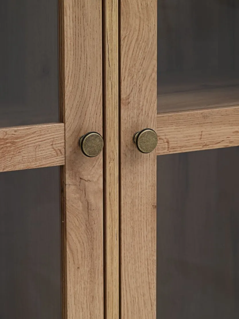 Vitrinekast SKALS glazen deuren eiken