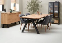 Vitrinekast TRAPPEDAL eiken/zwart