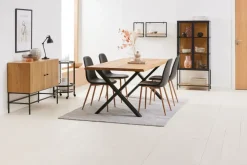 Vitrinekast TRAPPEDAL eiken/zwart