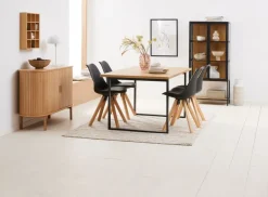 Vitrinekast TRAPPEDAL eiken/zwart