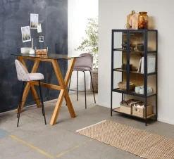 Vitrinekast TRAPPEDAL eiken/zwart