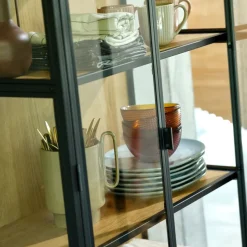 Vitrinekast TRAPPEDAL eiken/zwart