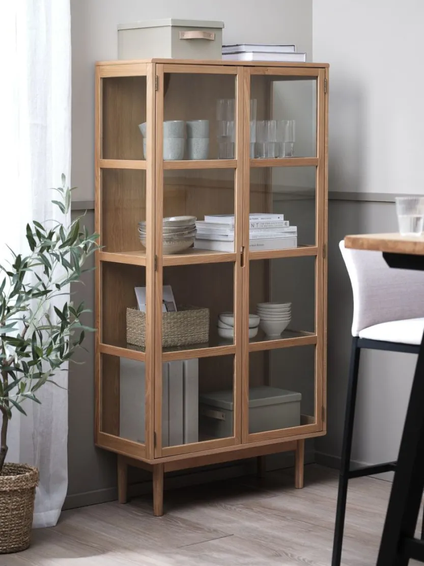 Vitrinekast VESTERBY 2 deuren naturel eiken