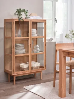 Vitrinekast VESTERBY 2 deuren naturel eiken