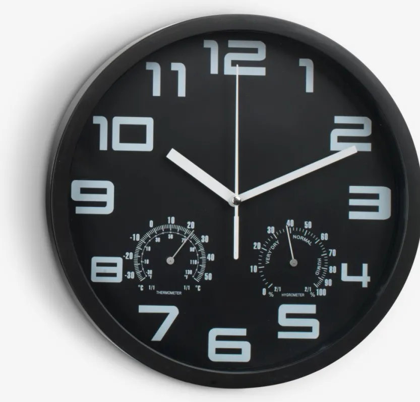 Wandklok SEJER Ø25cm zwart