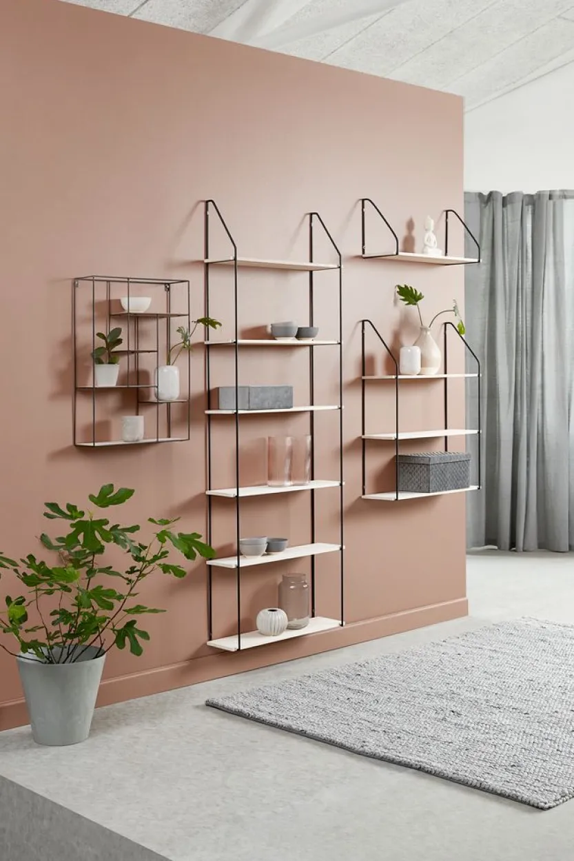 Wandplank HEJLSMINDE 6 schappen zwart/naturel