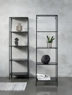 Wandrek HORBELEV 5 schappen smal zwart