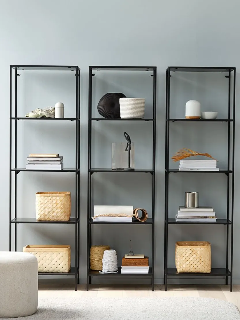 Wandrek HORBELEV 5 schappen smal zwart