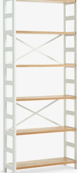 Wandrek INTRUP 6 schappen wit/eiken