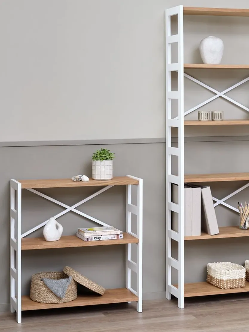 Wandrek INTRUP 3 schappen wit/eiken