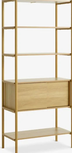 Wandrek LINDVED 6 schappen 2 deuren eiken kleur