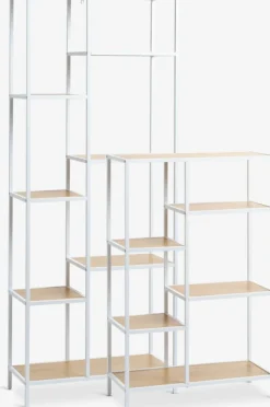 Wandrek TRAPPEDAL 5 schappen eiken kleur/wit