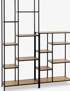 Wandrek TRAPPEDAL 5 schappen eiken/zwart