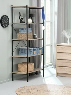 Wandrek VANDBORG 5 schappen eiken/zwart