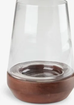 Windlicht DARIUS Ø15xH21cm transparant/bruin