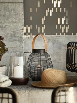 Windlicht DARIUS Ø15xH21cm transparant/bruin