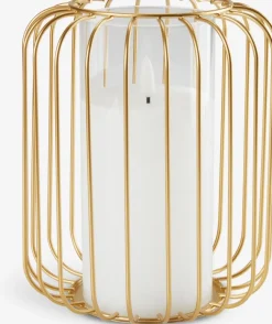 Windlicht KRESTER Ø15xH18cm goud met LED