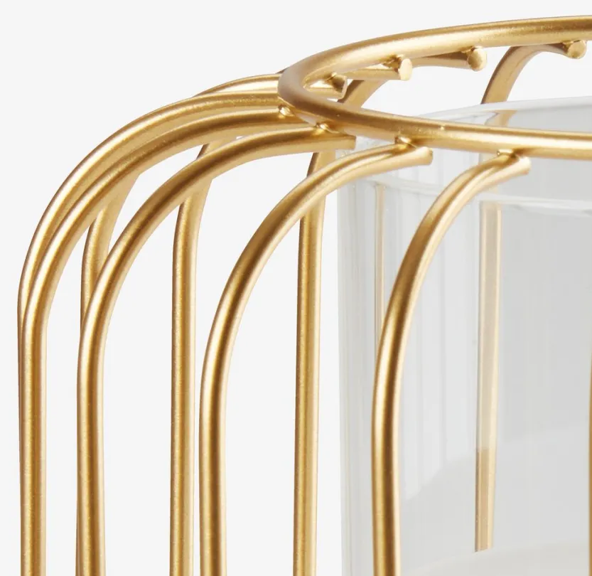 Windlicht KRESTER Ø15xH18cm goud met LED