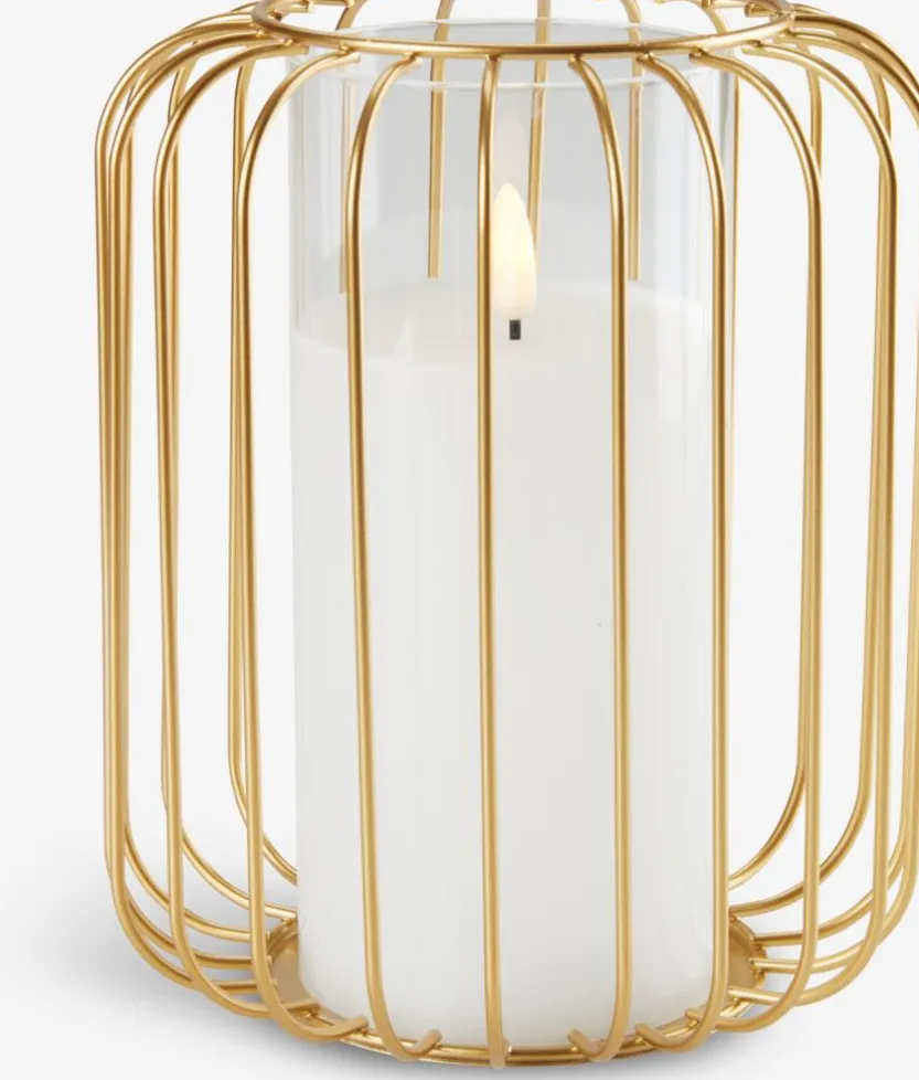 Windlicht KRESTER Ø15xH18cm goud met LED