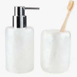 Zeepdispenser LISTERBY wit parelmoer effect