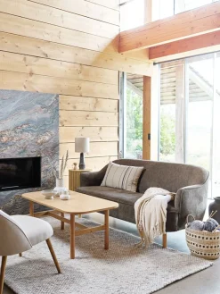 2,5-zitsbank BREDAL olijfgroene stof/eiken kleur