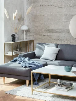 3-zitsbank EGENSE chaise longue donkergrijze stof