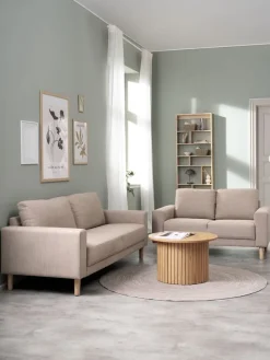 2-zitsbank EGENSE zandkleurige stof/eiken kleur