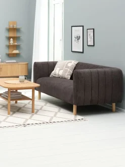 3-zitsbank MAGLEBY donkerbruine stof/eiken kleur